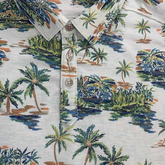 Tommy Bahama Shirt Mens Large Green Blue Floral Polo - Picture 3 of 7